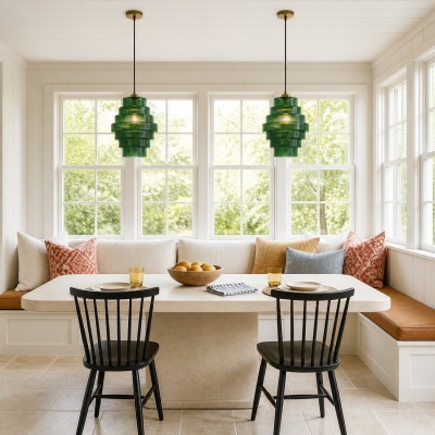 Kaelyn Bottle Shade Stained Striped Glass Pendant Light