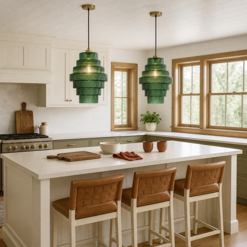 Kaelyn Bottle Shade Stained Striped Glass Pendant Light