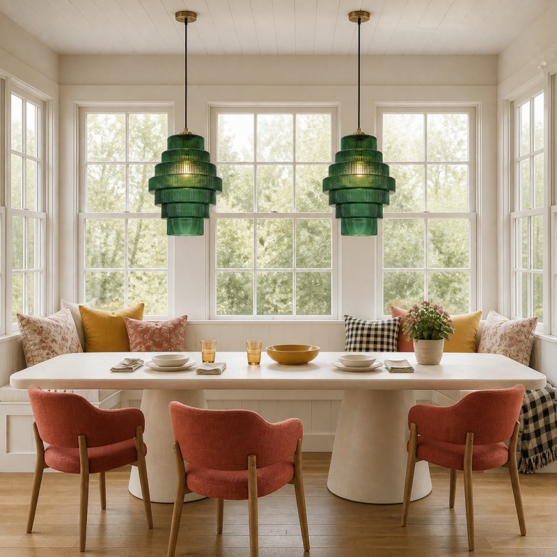 Kaelyn Bottle Shade Stained Striped Glass Pendant Light
