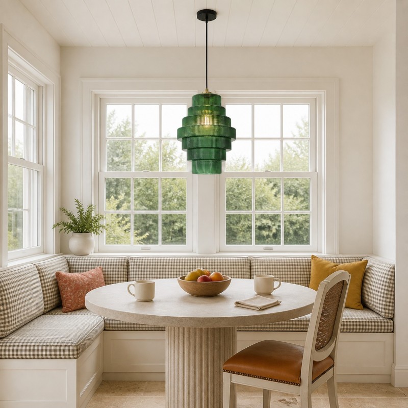 Kaelyn Bottle Shade Stained Striped Glass Pendant Light