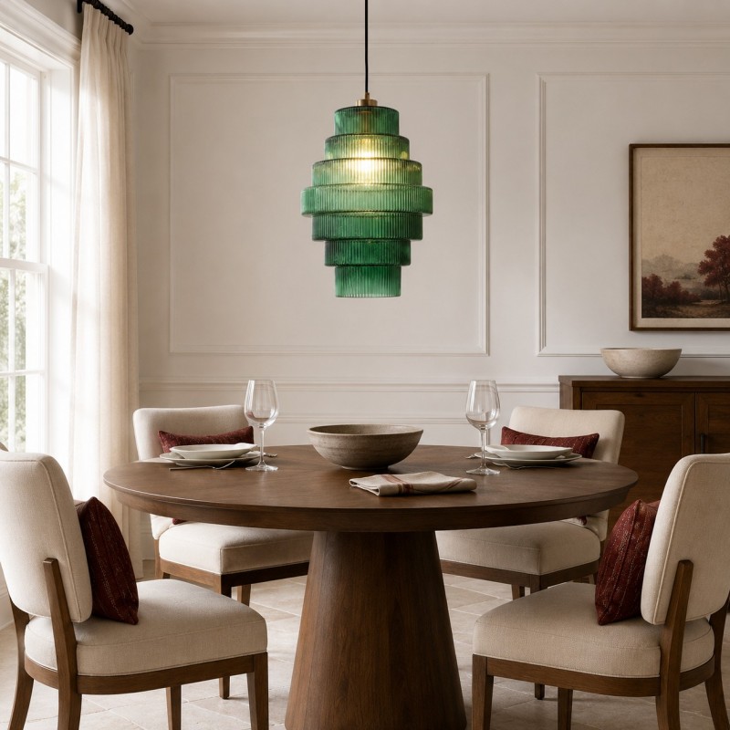 Kaelyn Bottle Shade Stained Striped Glass Pendant Light