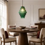 Kaelyn Bottle Shade Stained Striped Glass Pendant Light