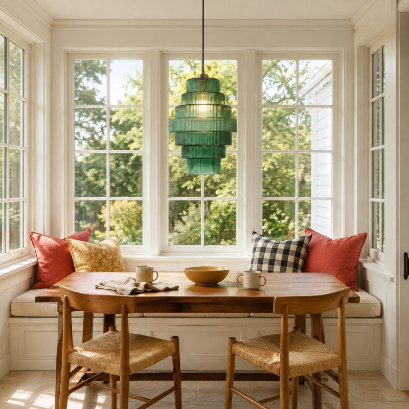 Kaelyn Bottle Shade Stained Striped Glass Pendant Light