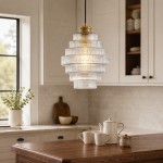 Kaelyn Bottle Shade Stained Striped Glass Pendant Light