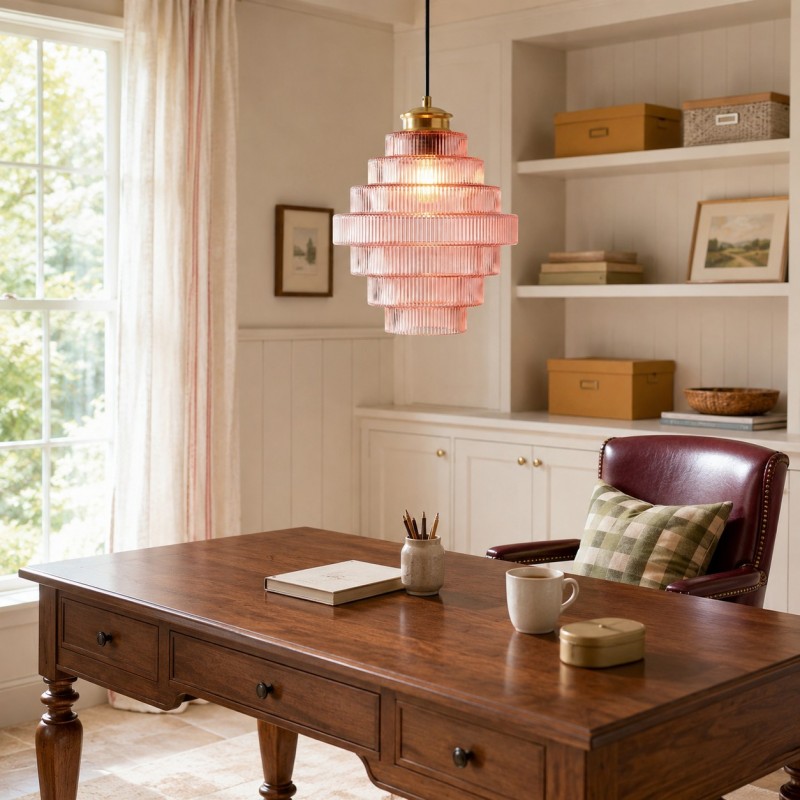 Kaelyn Bottle Shade Stained Striped Glass Pendant Light