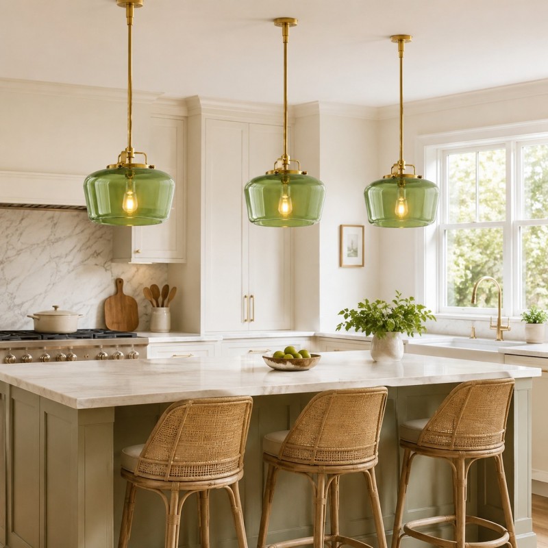 Nathaniel Vintage Brass Rounded Bowl Glass Shade Pendant Light