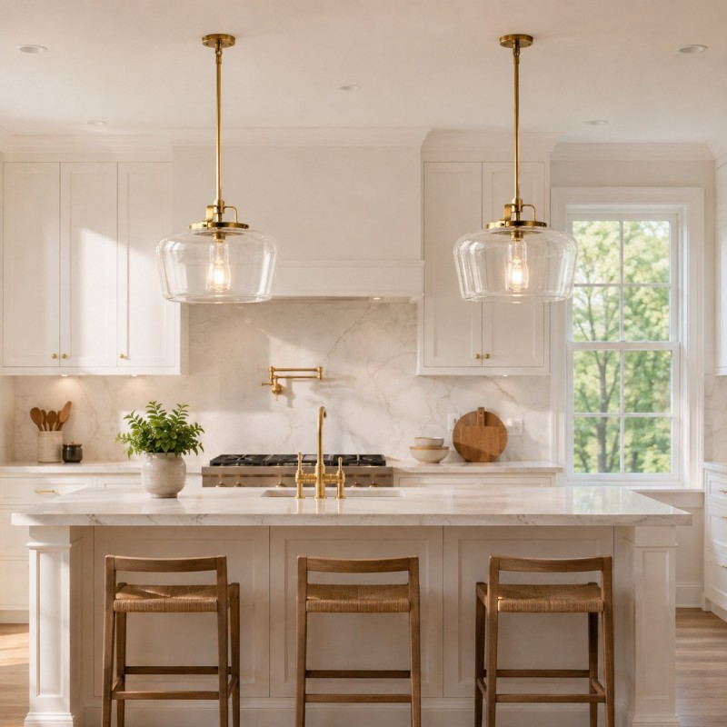 Nathaniel Vintage Brass Rounded Bowl Glass Shade Pendant Light