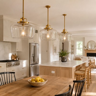 Nathaniel Vintage Brass Rounded Bowl Glass Shade Pendant Light