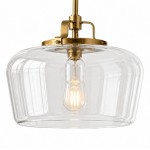 Nathaniel Vintage Brass Rounded Bowl Glass Shade Pendant Light