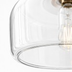 Nathaniel Vintage Brass Rounded Bowl Glass Shade Pendant Light