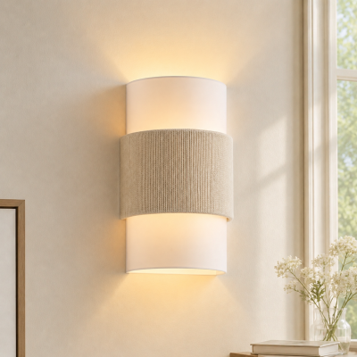 Corin Scandinavian Linen Cylinder Wall Sconce