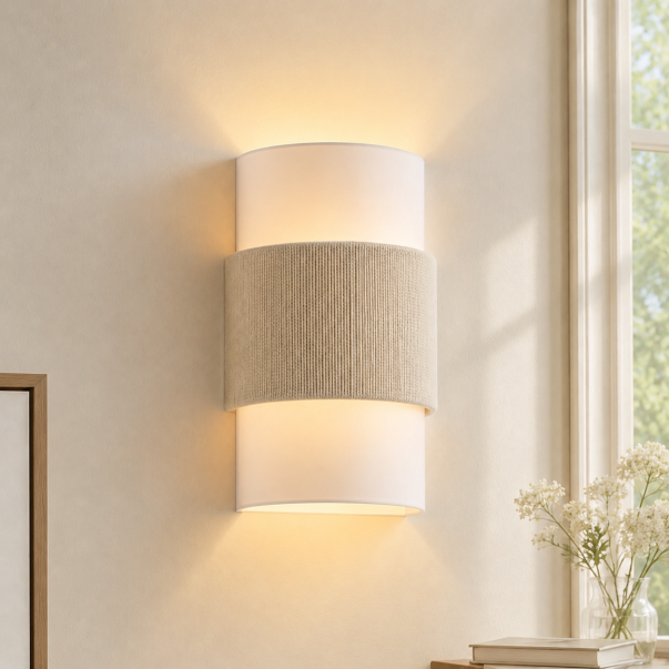 Corin Scandinavian Linen Cylinder Wall Sconce