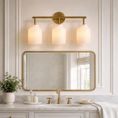 Drilon Modern 3-Light Milk Glass Bathroom Sconce