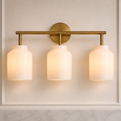 Drilon Modern 3-Light Milk Glass Bathroom Sconce