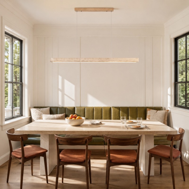 Umberto Minimalist Travertine Linear Pendant Light