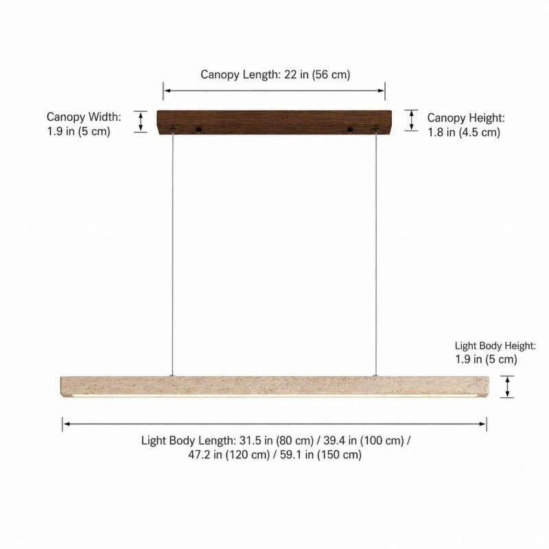 Umberto Minimalist Travertine Linear Pendant Light