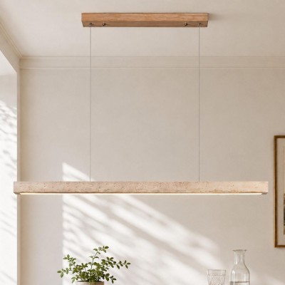 Umberto Minimalist Travertine Linear Pendant Light