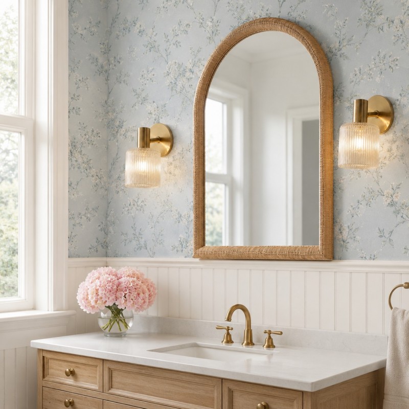 Caris Modern Brass Cylinder Glass Wall Sconce