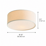 Toren Modern Linen Fabric Drum Flush Mount Ceiling Light