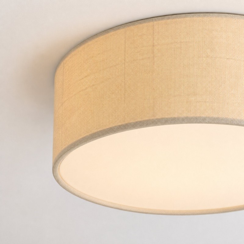 Toren Modern Linen Fabric Drum Flush Mount Ceiling Light