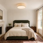 Toren Modern Linen Fabric Drum Flush Mount Ceiling Light