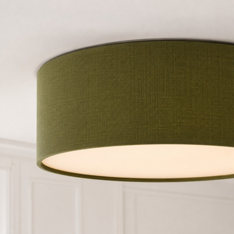 Toren Modern Linen Fabric Drum Flush Mount Ceiling Light