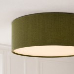 Toren Modern Linen Fabric Drum Flush Mount Ceiling Light