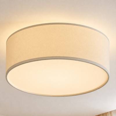 Toren Modern Linen Fabric Drum Flush Mount Ceiling Light