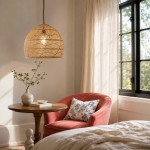 Laura Bohemian Style Bleached Rattan Pendant Light