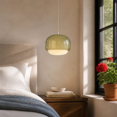 Vexlynn Scandinavian Round Dual-Layer Tinted Glass Pendant Light
