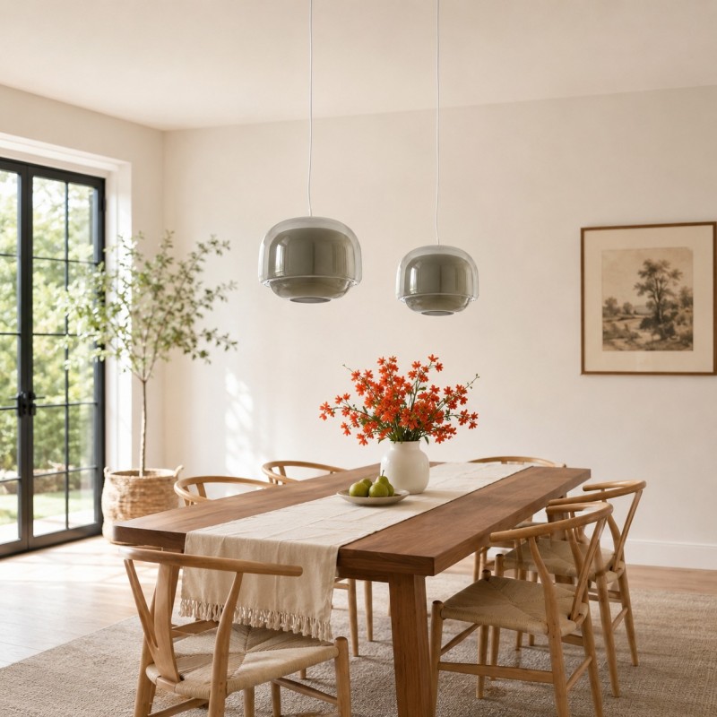 Vexlynn Scandinavian Round Dual-Layer Tinted Glass Pendant Light