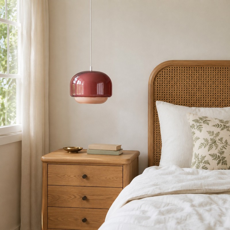 Vexlynn Scandinavian Round Dual-Layer Tinted Glass Pendant Light