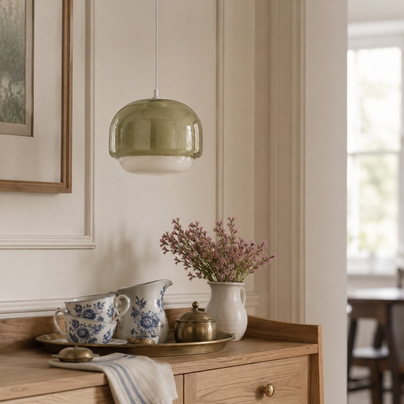 Vexlynn Scandinavian Round Dual-Layer Tinted Glass Pendant Light