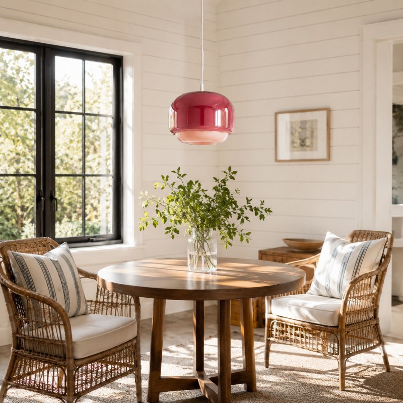 Vexlynn Scandinavian Round Dual-Layer Tinted Glass Pendant Light