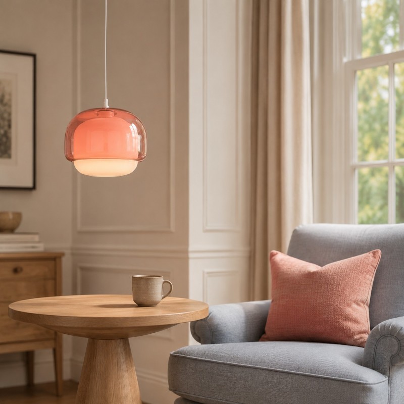 Vexlynn Scandinavian Round Dual-Layer Tinted Glass Pendant Light