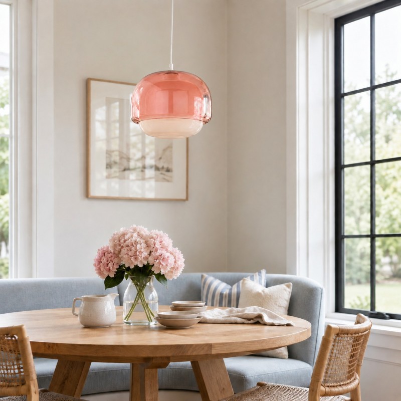 Vexlynn Scandinavian Round Dual-Layer Tinted Glass Pendant Light