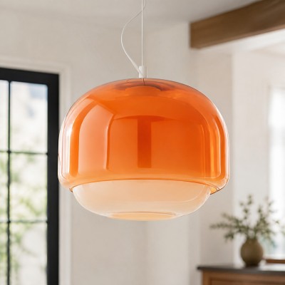 Vexlynn Scandinavian Round Dual-Layer Tinted Glass Pendant Light