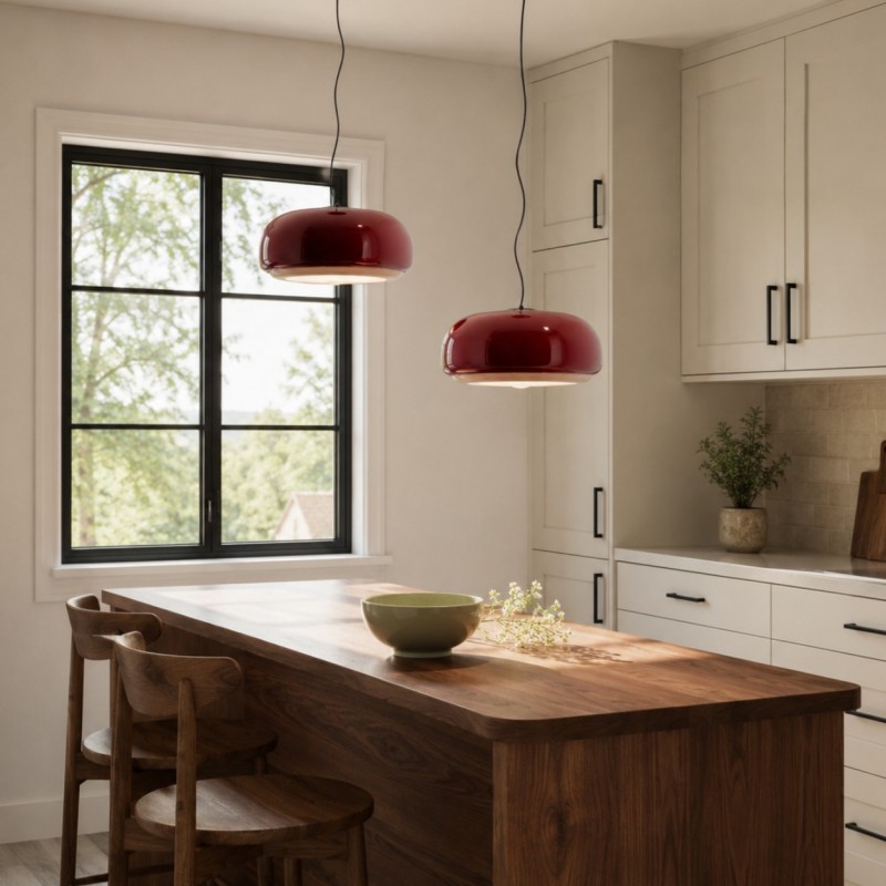 Vexlynn Scandinavian Round Dual-Layer Tinted Glass Pendant Light