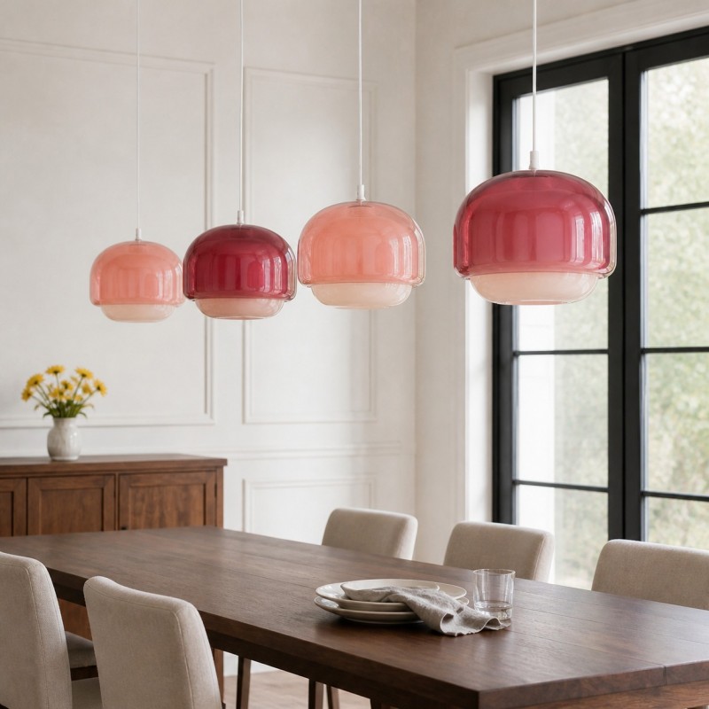 Vexlynn Scandinavian Round Dual-Layer Tinted Glass Pendant Light