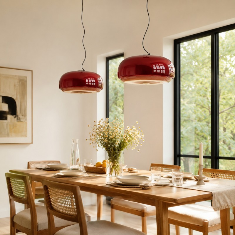 Vexlynn Scandinavian Round Dual-Layer Tinted Glass Pendant Light