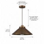 Galilea Retro Antique Brass Cone Shade Pendant Light