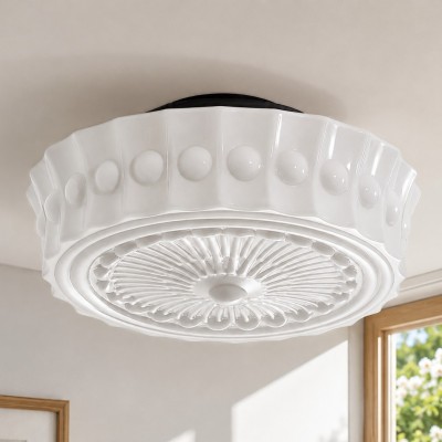 Raymond Vintage Art Semi Flush Mount Milky Glass Ceiling Light
