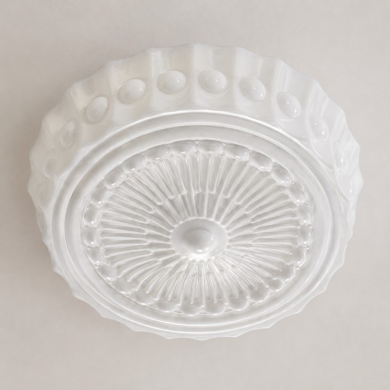 Raymond Vintage Art Semi Flush Mount Milky Glass Ceiling Light