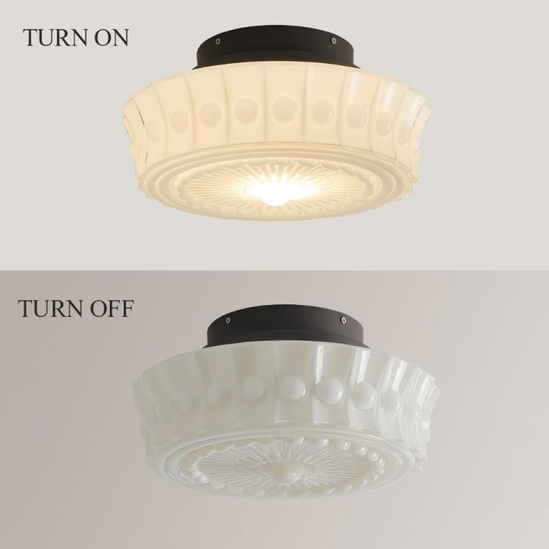 Raymond Vintage Art Semi Flush Mount Milky Glass Ceiling Light