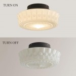 Raymond Vintage Art Semi Flush Mount Milky Glass Ceiling Light
