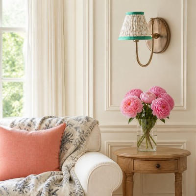 Orphelyx French Brass Fabric Shade Sconce Light