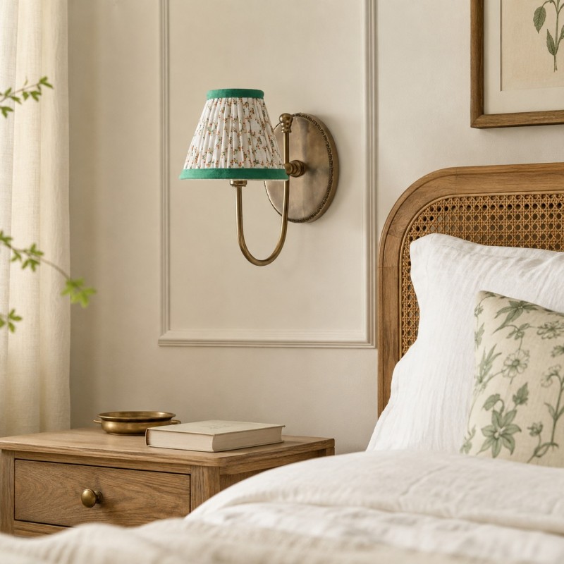 Orphelyx French Brass Fabric Shade Sconce Light