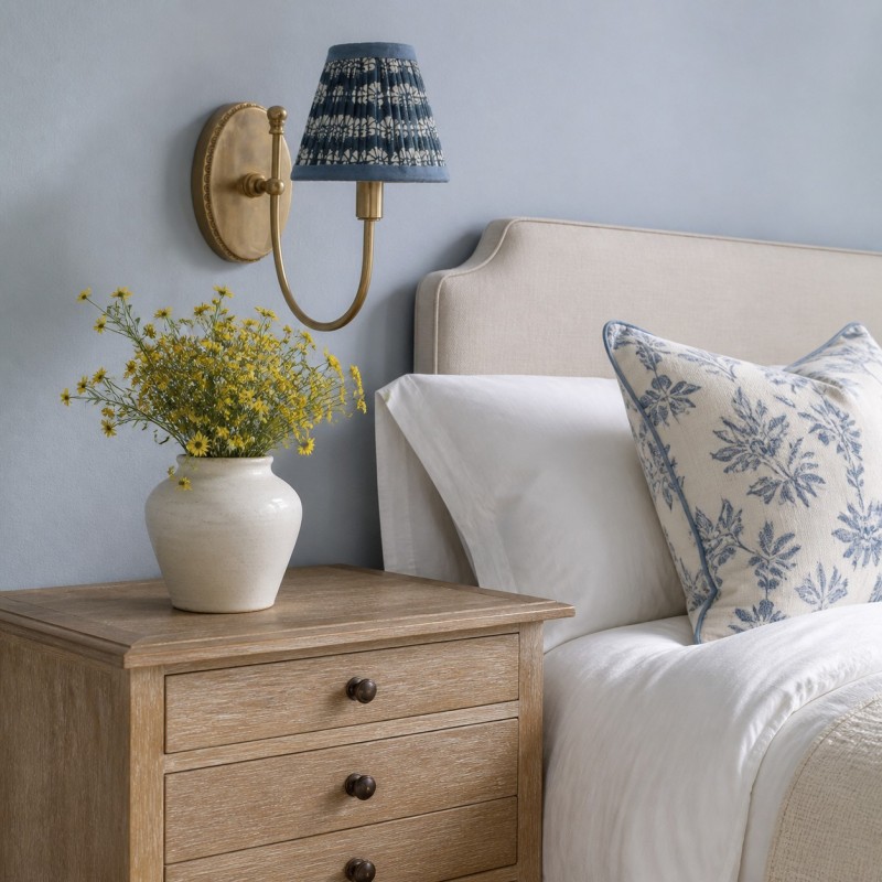 Orphelyx French Brass Fabric Shade Sconce Light