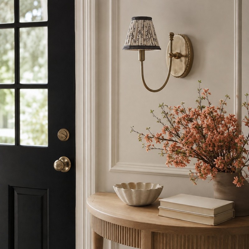 Orphelyx French Brass Fabric Shade Sconce Light