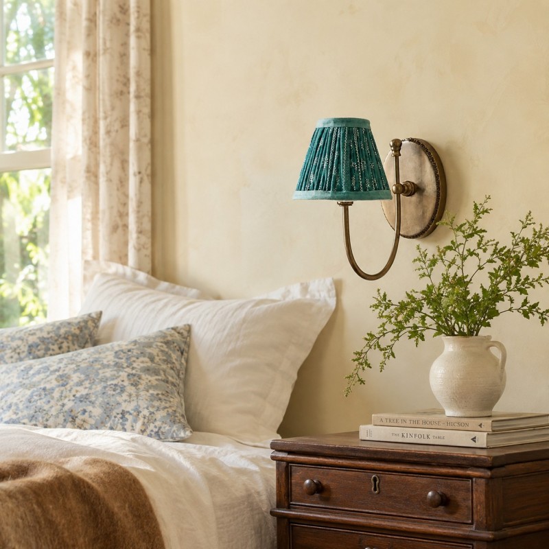 Orphelyx French Brass Fabric Shade Sconce Light